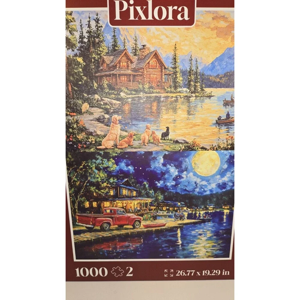 Pixlora 2 Puzzle Set 1,000 Pieces Each Scenery Series Complete (13C)